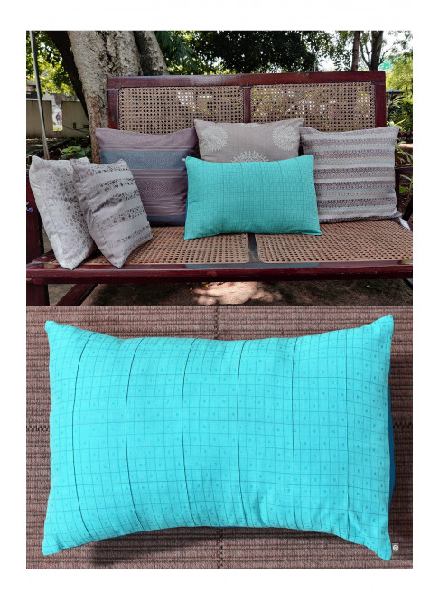 Handloom Organic Cotton Cushion Cover Blue